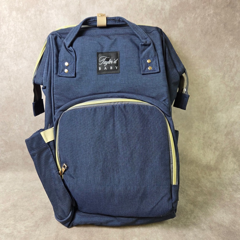Taylor'd Baby Diaper Bag Backpack Navy Blue Insulated Pockets Travel Bag